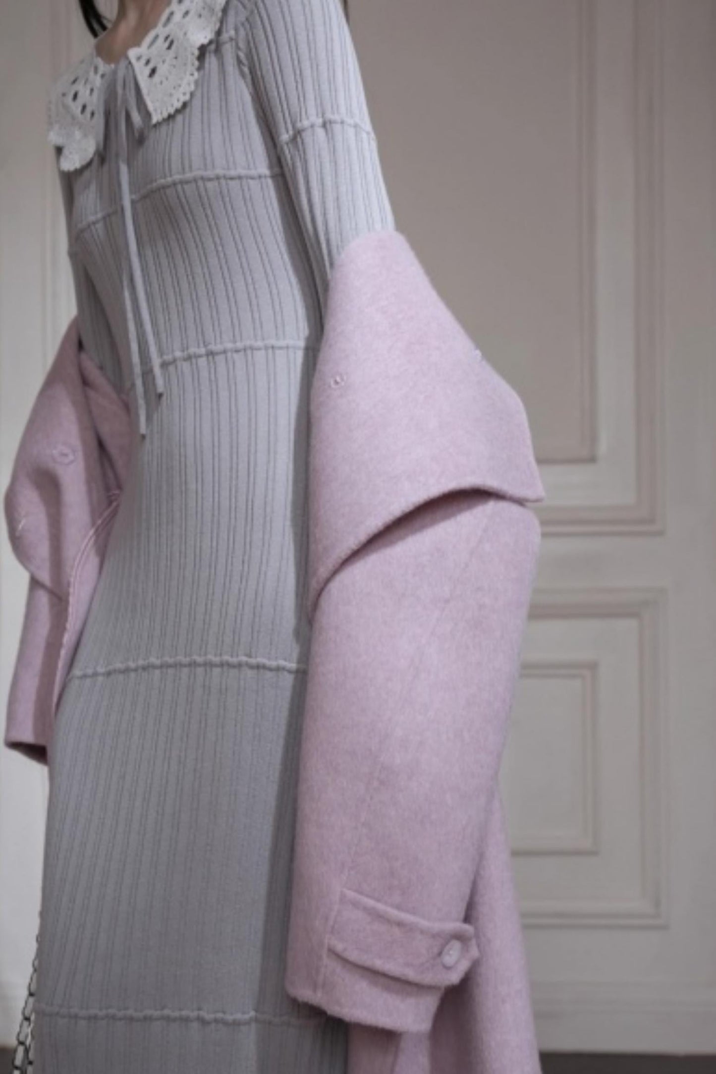 Sichuan Mist Gray Ruffle Long Dress