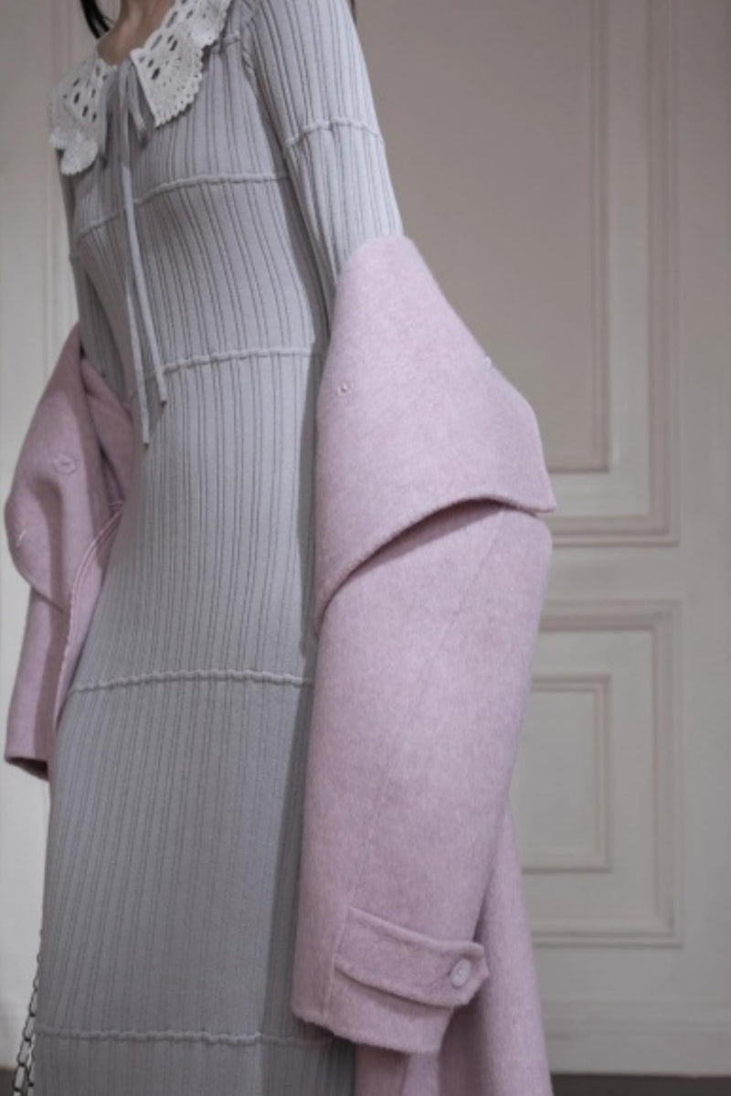 Sichuan Mist Gray Ruffle Long Dress
