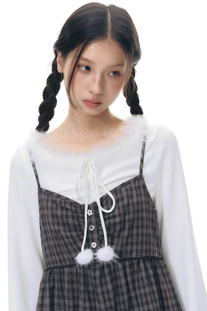 Checked Doll Shirring Slip Dress