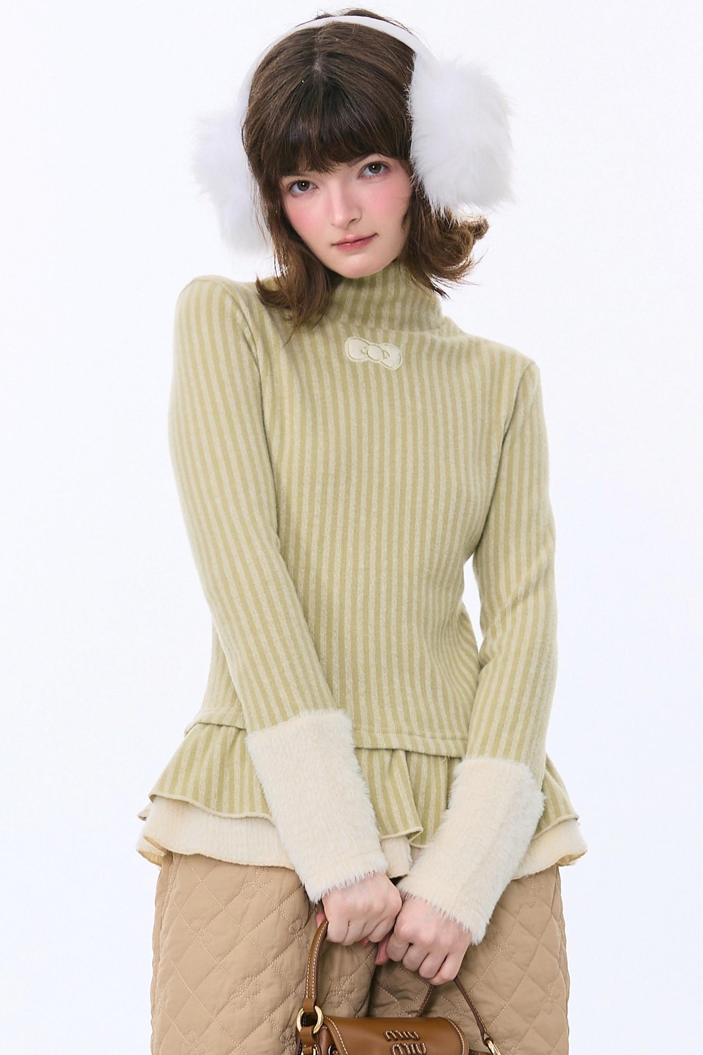One-point Bow Peplum Top