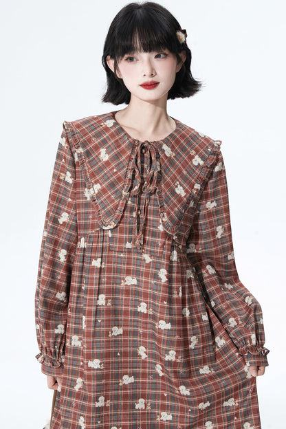 Retro Checker Puppy Dress