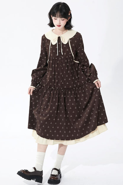 Cherry Doll Collar Retro Dress