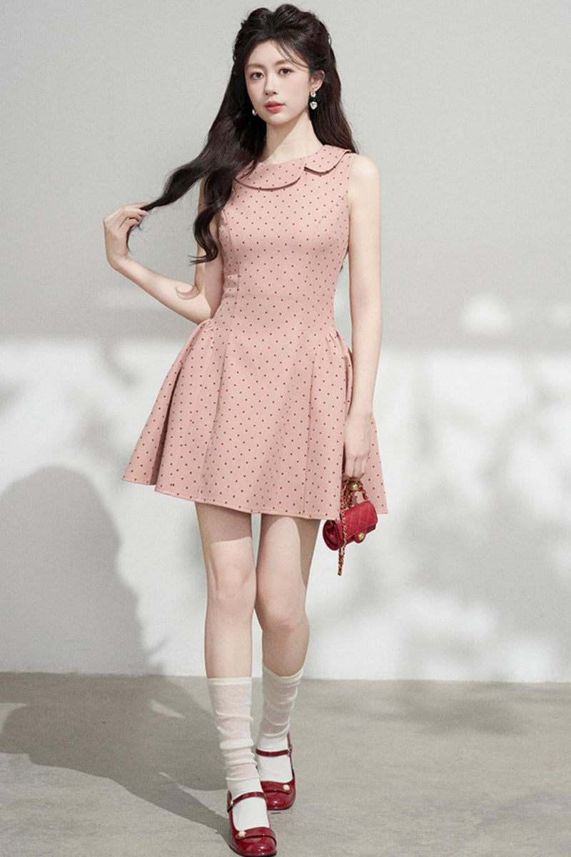 French Dot Dress + Cardigan