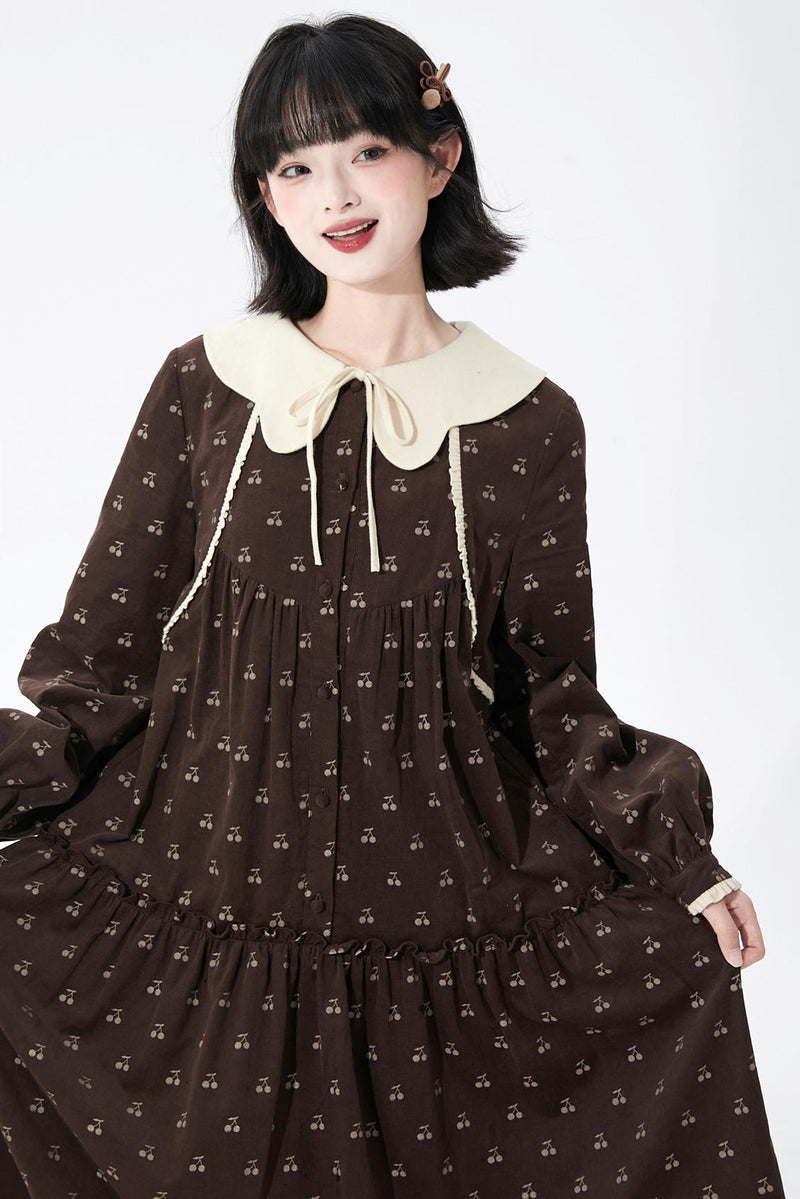 Cherry Doll Collar Retro Dress