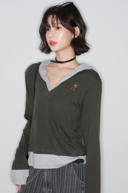 Mode V-neck Tight Top