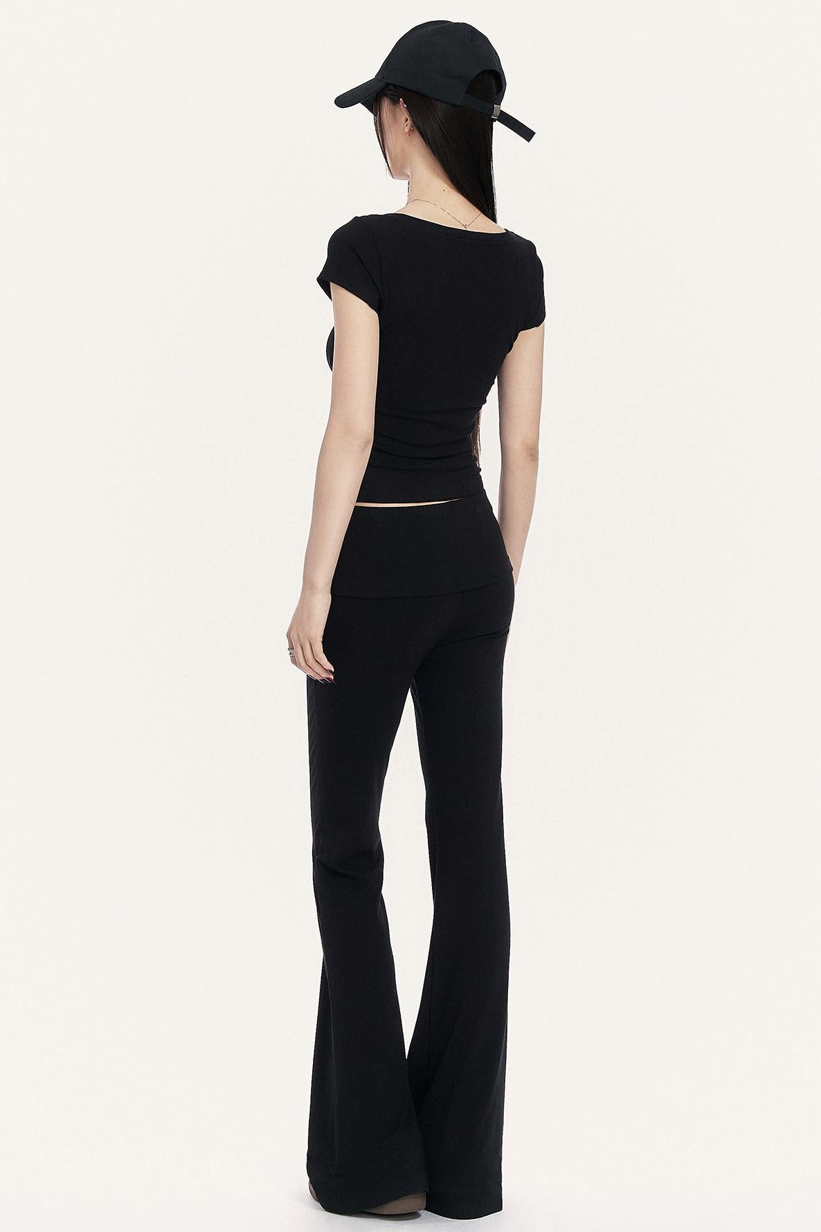 Cross Hot Studs Slim Top + Flare Pants