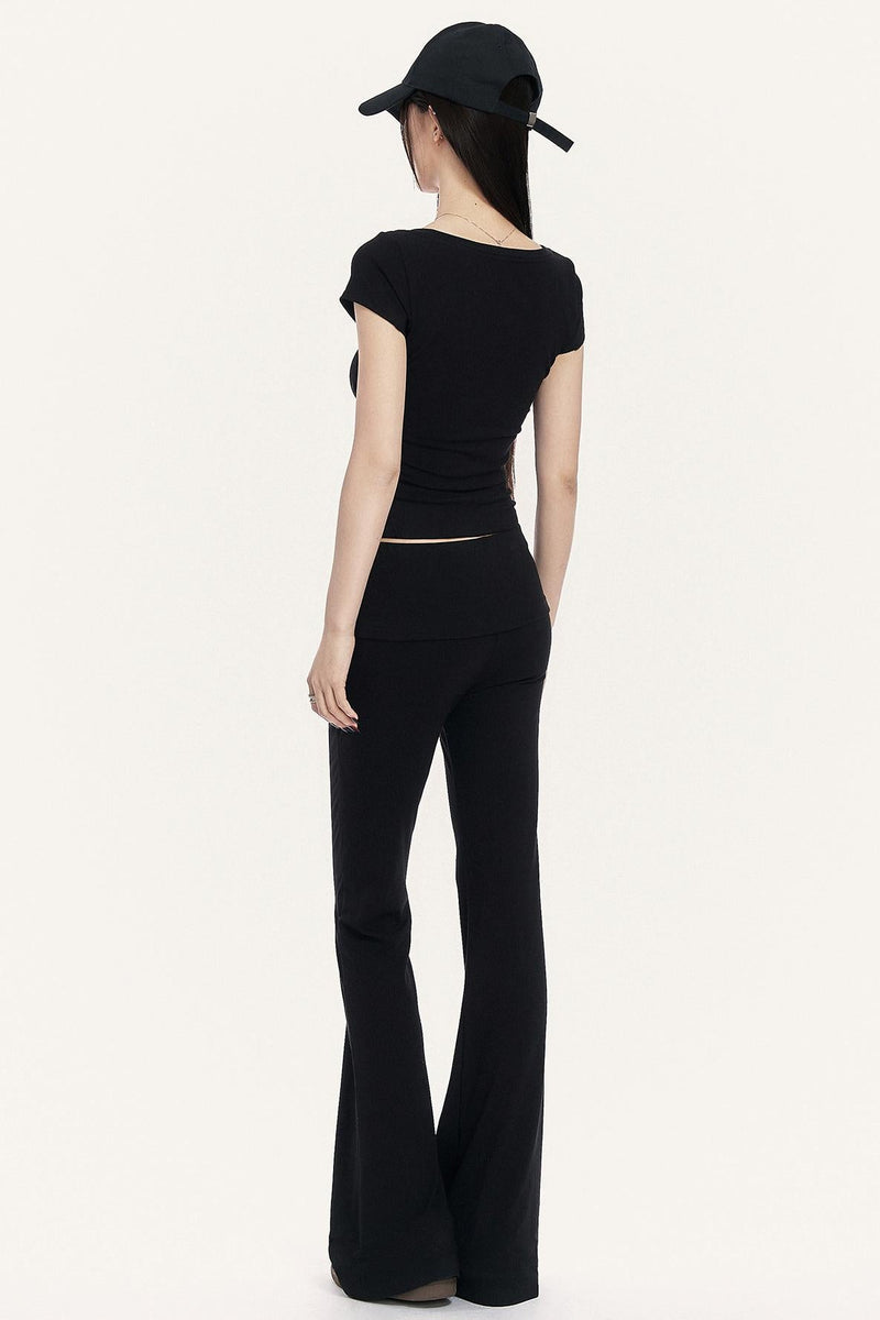 Cross Hot Studs Slim Top + Flare Pants