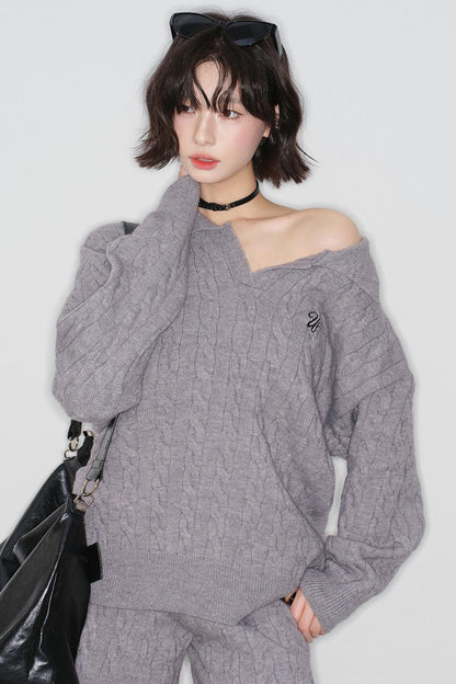 Cable Knit Polo Sweater + Pants