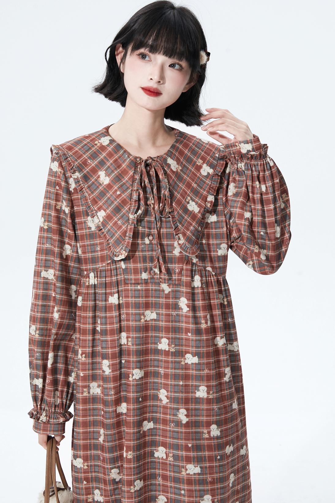 Retro Checker Puppy Dress