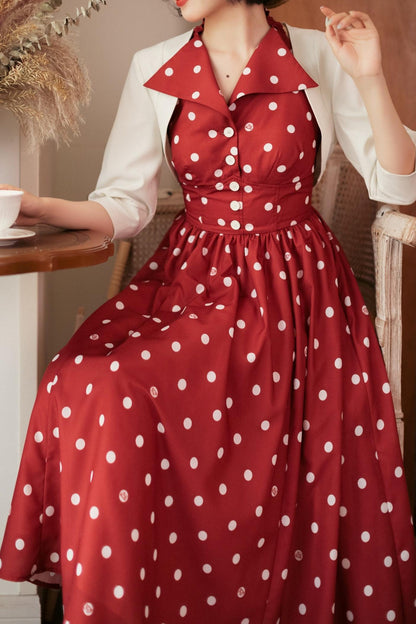 Retro Halter Neck French Flare Dress