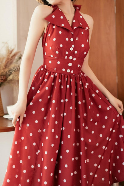 Retro Halter Neck French Flare Dress