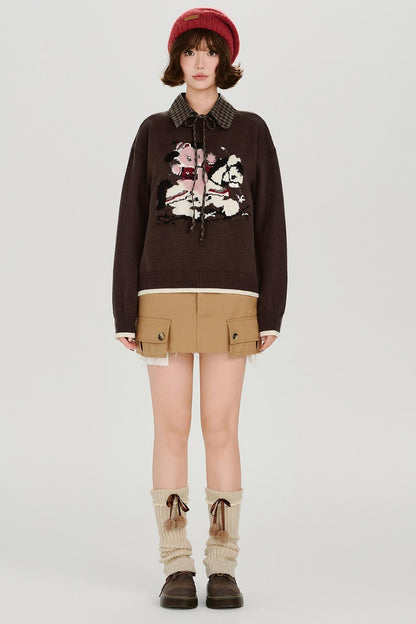 Retro Jacquard Soft Color Top