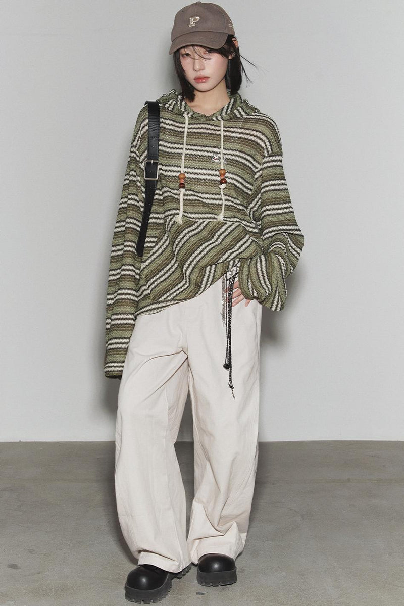 Gravity Striped Hooded Top