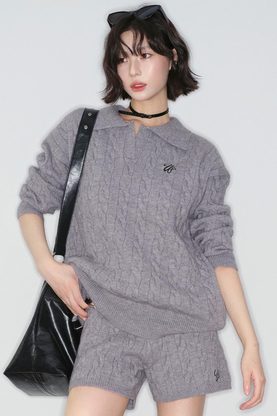 Cable Knit Polo Sweater + Pants