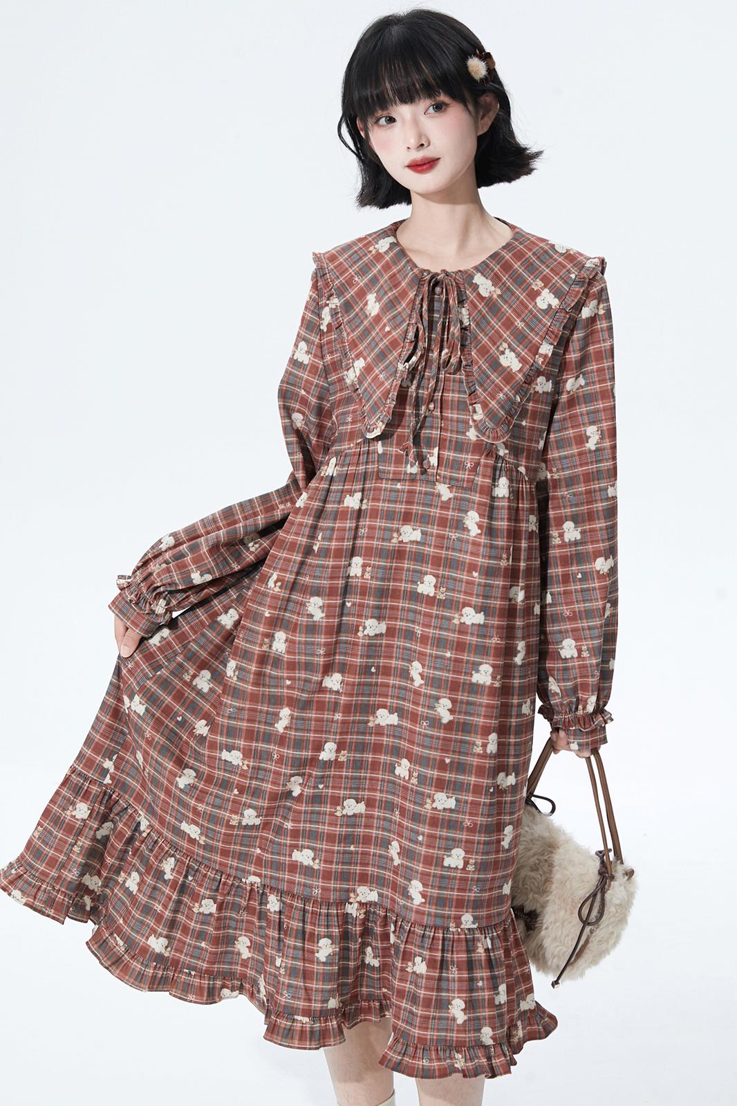 Retro Checker Puppy Dress