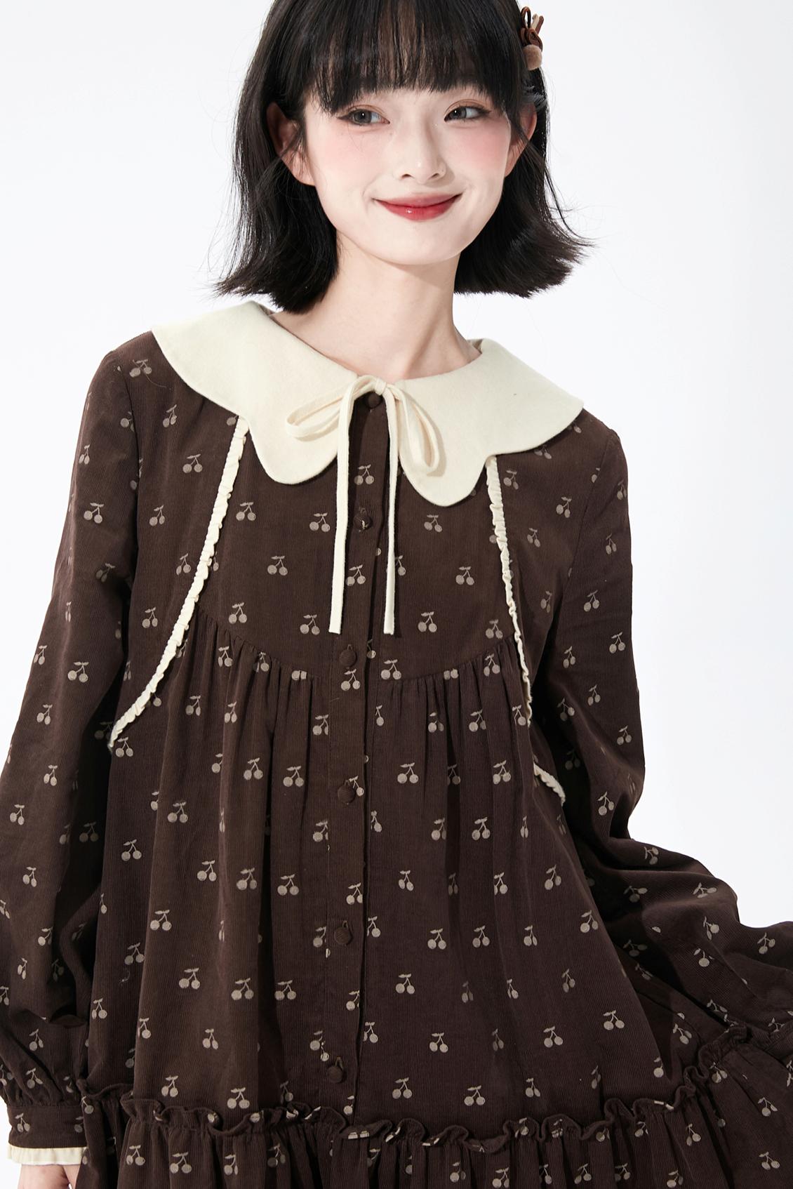 Cherry Doll Collar Retro Dress