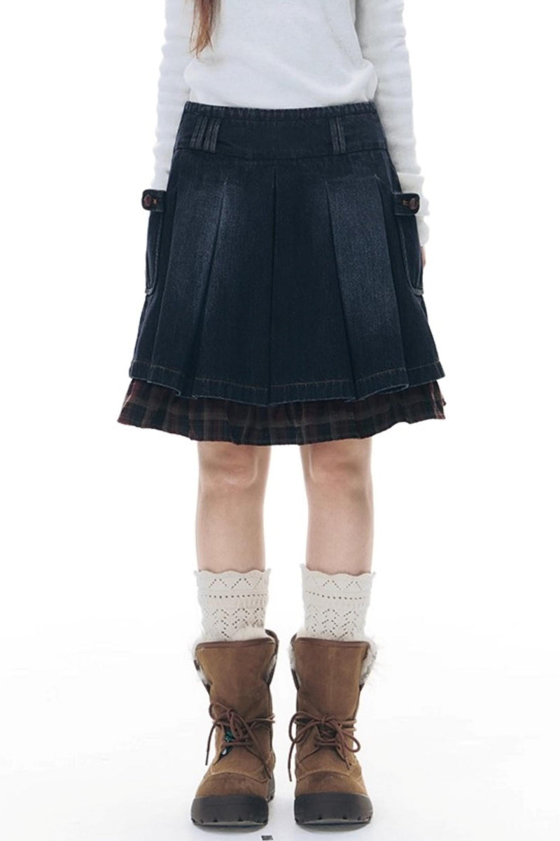 Fur Collar Denim Jacket + Skirt