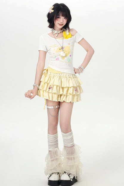 Off-shoulder Dolphin Summer Fake Two-piece Top