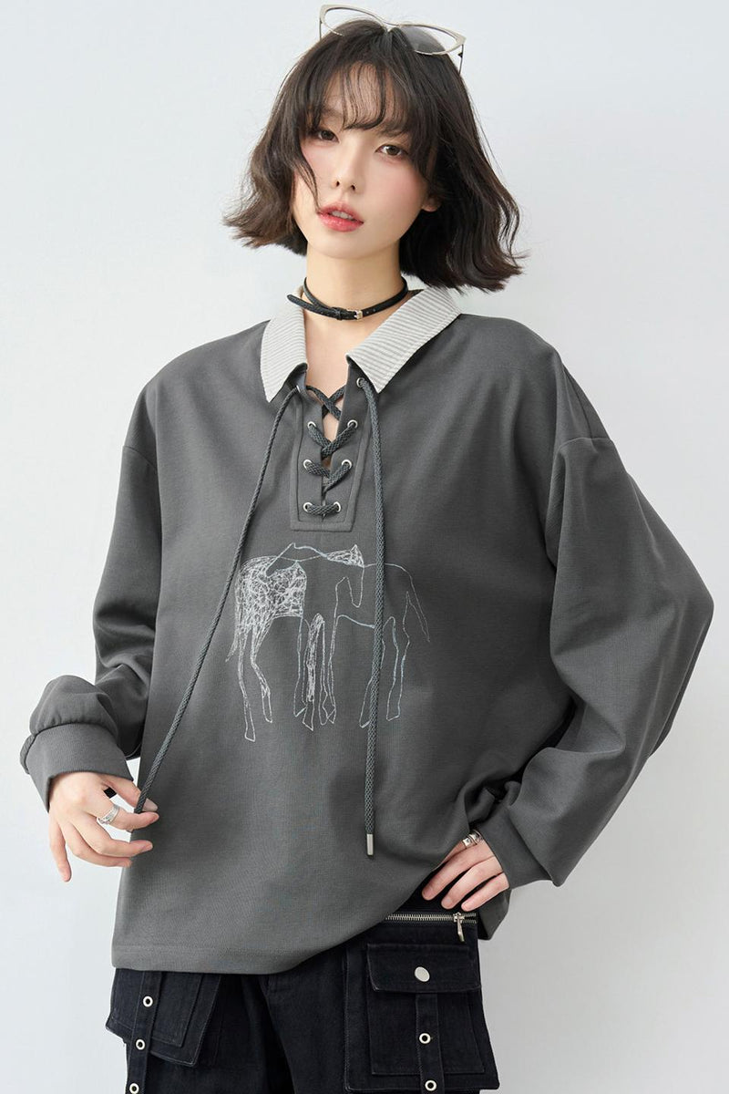 Gravity Lace-up Polo Top