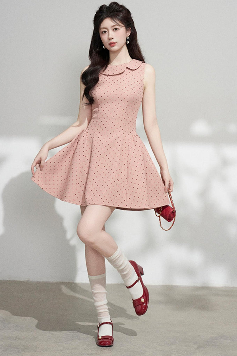 French Dot Dress + Cardigan