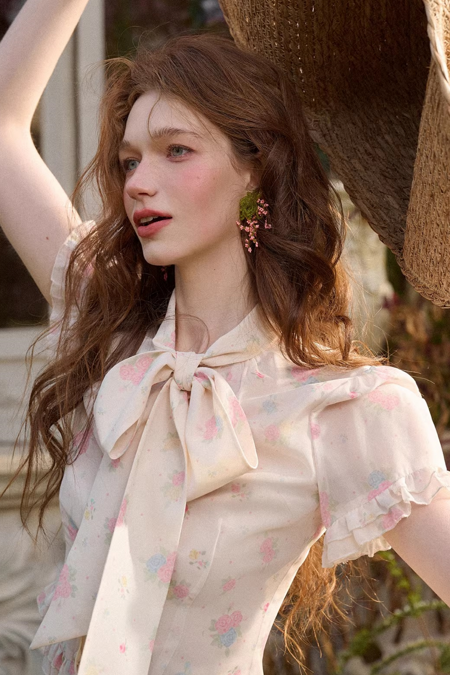 Mediterranean Print Chiffon Top + Skirt