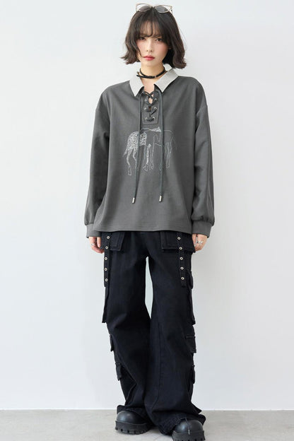 Gravity Lace-up Polo Top