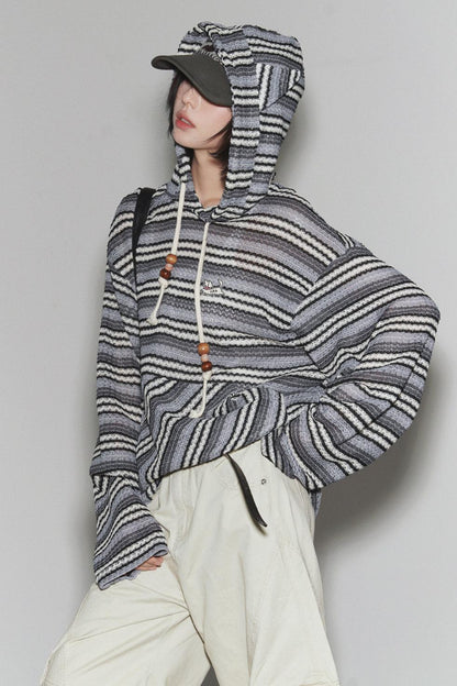 Gravity Striped Hooded Top