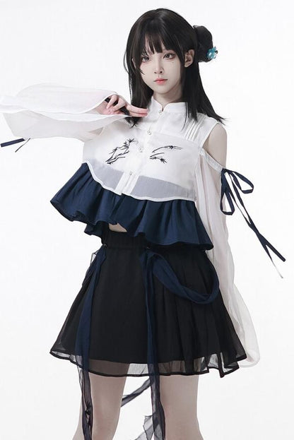 Subcultural Modern China Top + Pants + Off-shoulder Shirt + Skirt