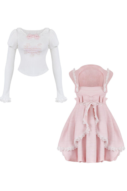 Soft Rabbit Strap Dress + Tops