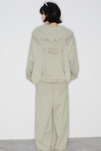 Rabbit Ears Hooded Cardigan + Straight Long Pants