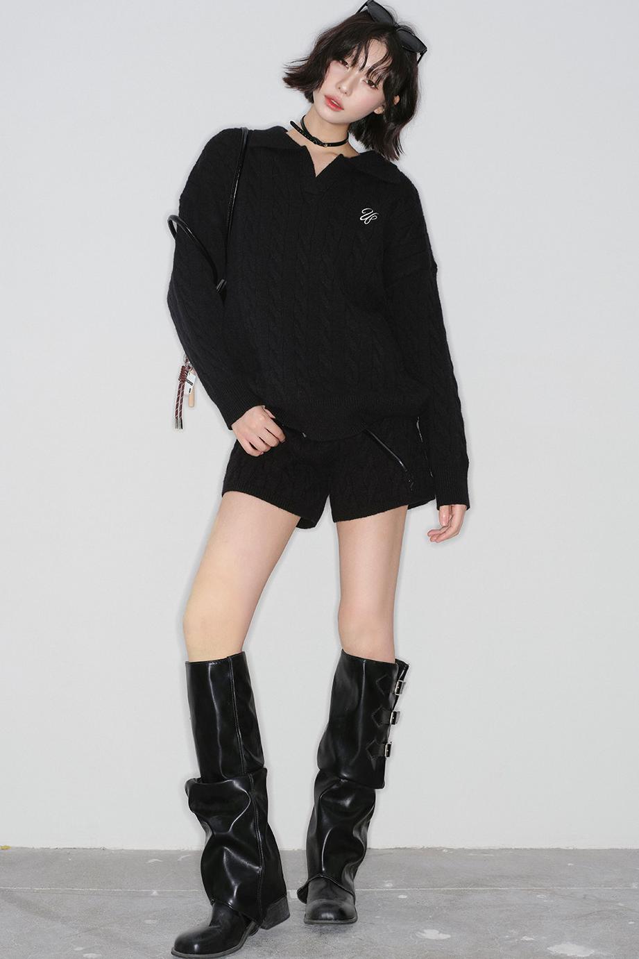 Cable Knit Polo Sweater + Pants