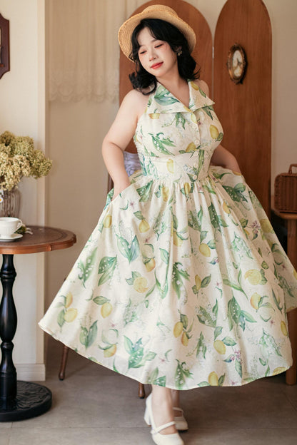 Retro Halter Neck French Flare Dress