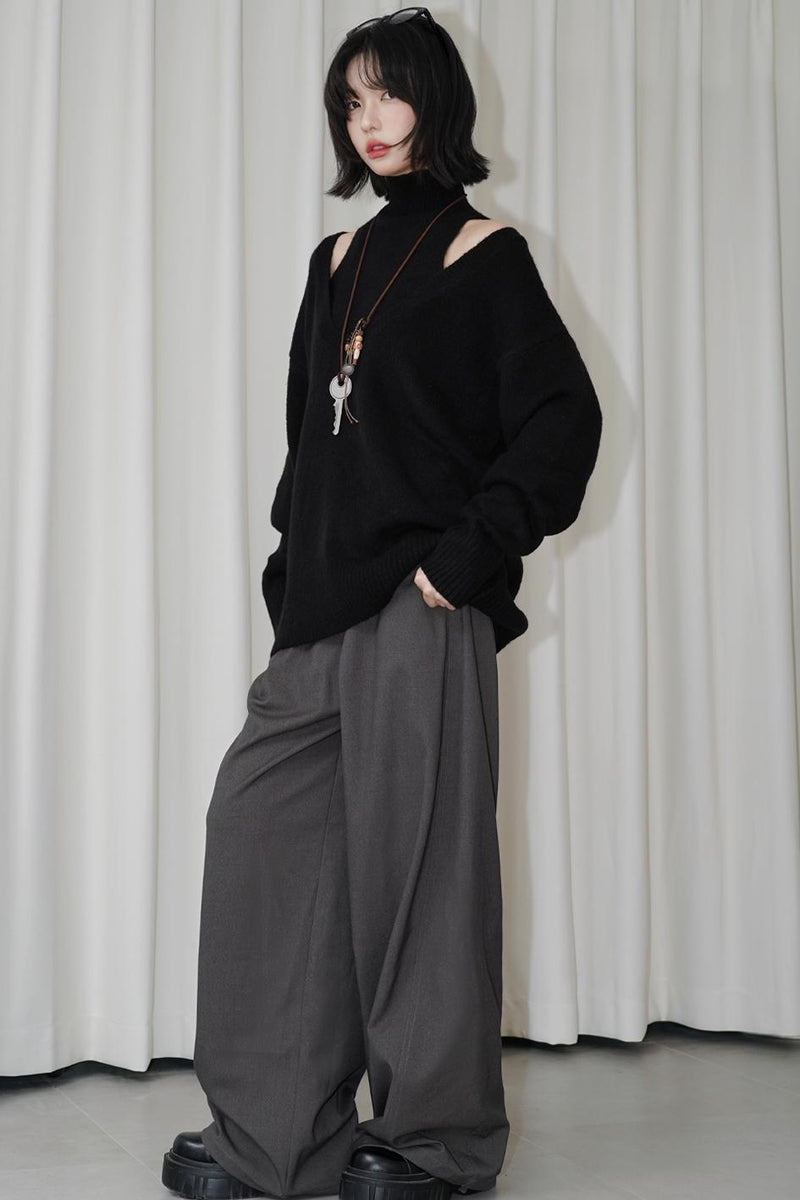 High Neck Layered Style Sweater Set