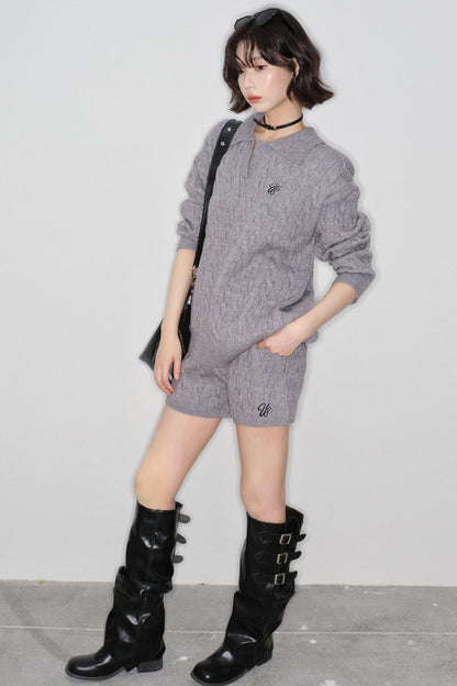 Cable Knit Polo Sweater + Pants