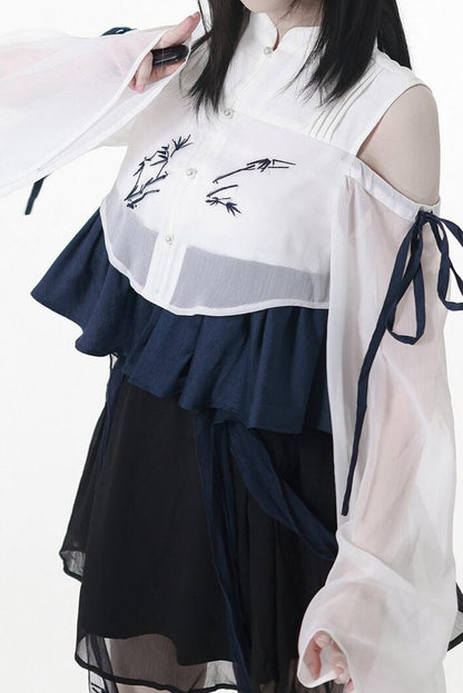 Subcultural Modern China Top + Pants + Off-shoulder Shirt + Skirt