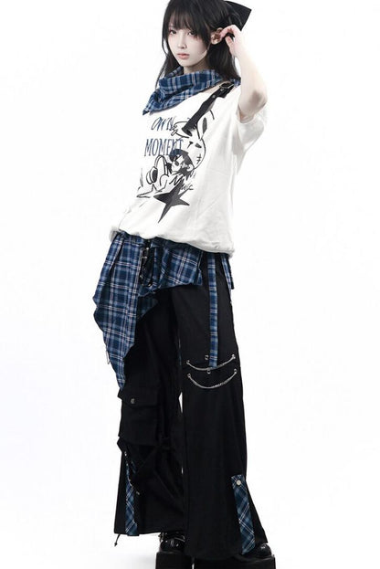 Subculture Punk Dark Kawaii Top + Skirt + Pants