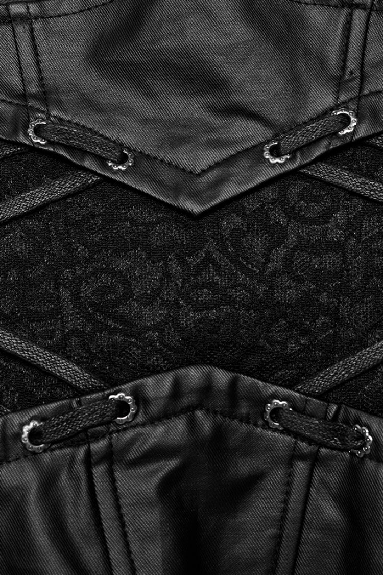 Black Stitching Lace Lace-up Underbust Gothic Corset