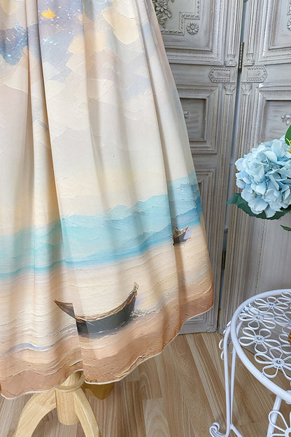 Marble Resort Chiffon Print Dress