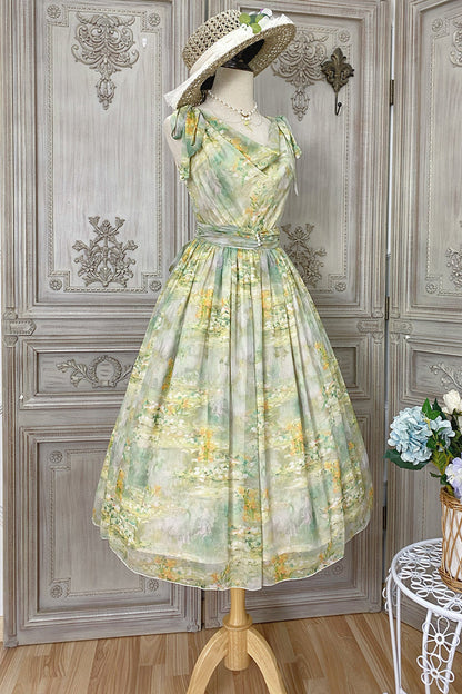 Marble Resort Chiffon Print Dress