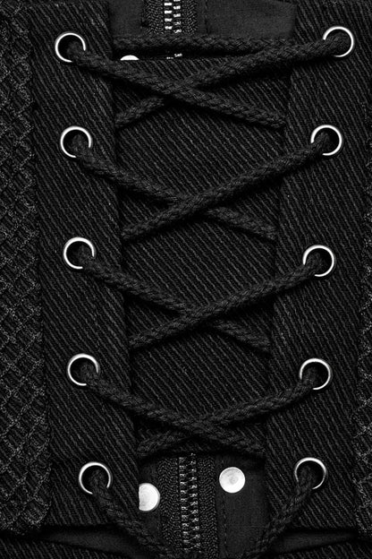 Black Multi-buckles Studded Lace-up Punk Girdle