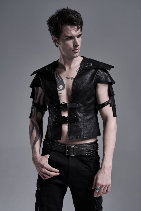 Black Multi-layer Stitching Punk Vest