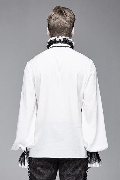 White Chiffon Embroidered Long Sleeves Gothic Blouse