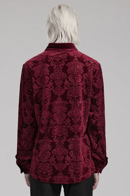 Long Sleeves Embossed Velvet Print Gothic Blouse 2 Colors
