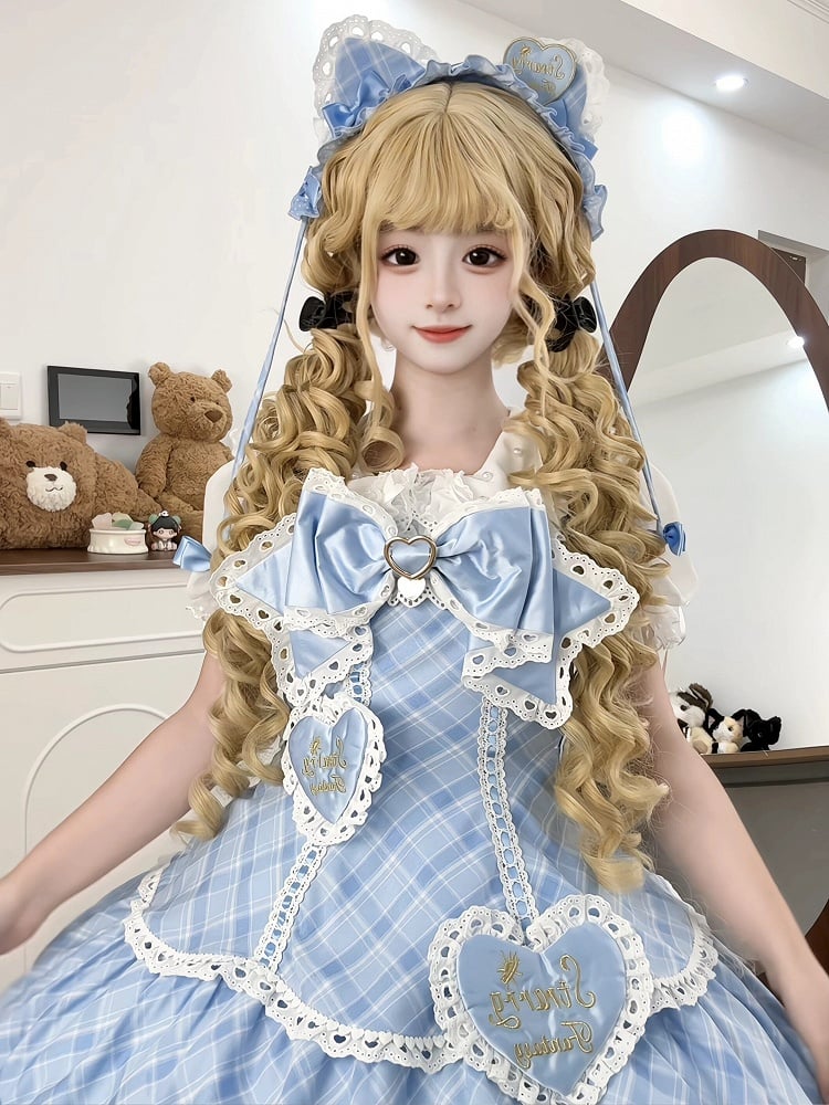 [pre-order Deadline: May 10] Blue/yellow/pink Sweetheart Lolita + Lace Ribbon Jks Dress + Bunny Ear Puff Sleeve Blouse + Bunny Ear Full Set + Cat Ear Full Set