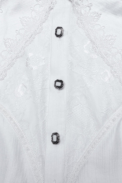 White Long Puff Sleeves Lace Gothic Blouse