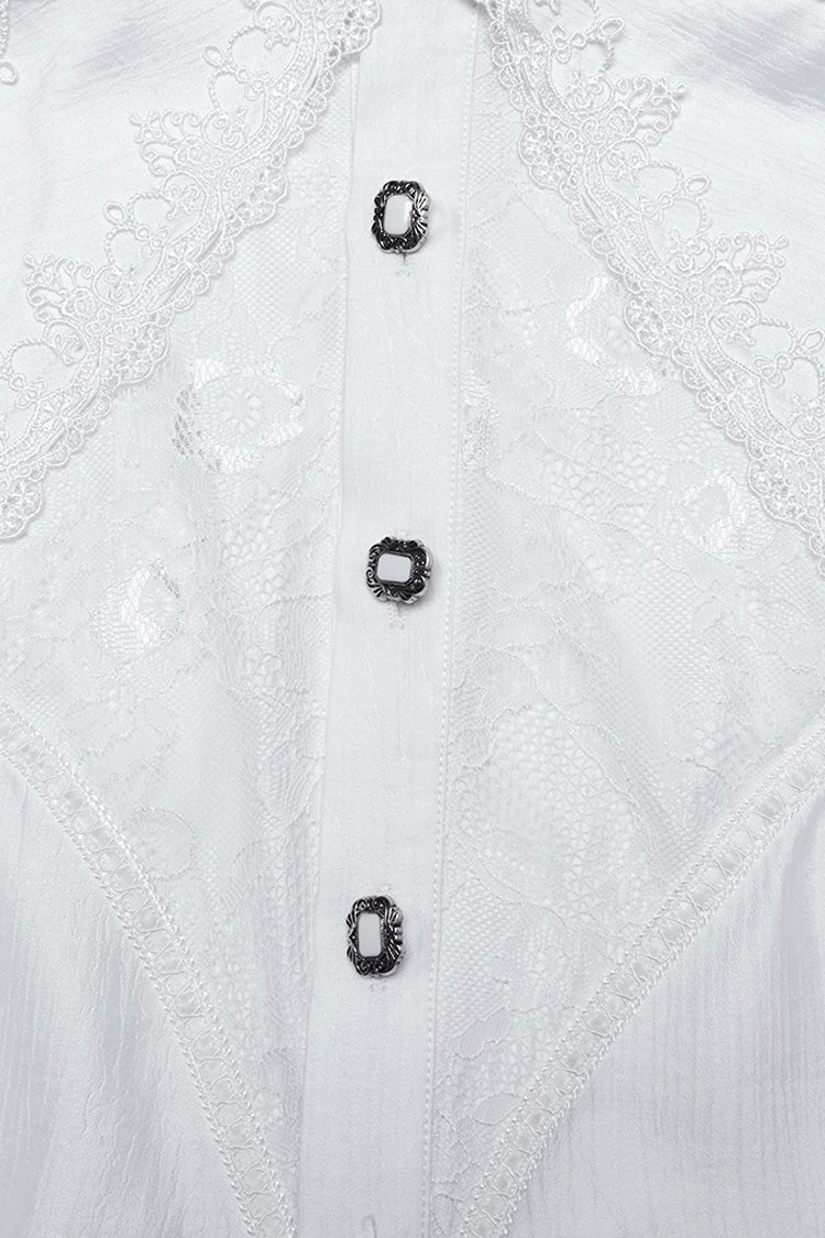 White Long Puff Sleeves Lace Gothic Blouse