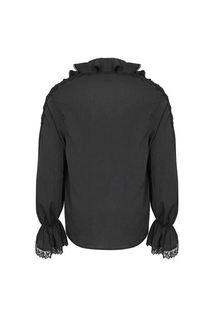 Black Ruffled Collar Puff Sleeved Gothic Shirt
