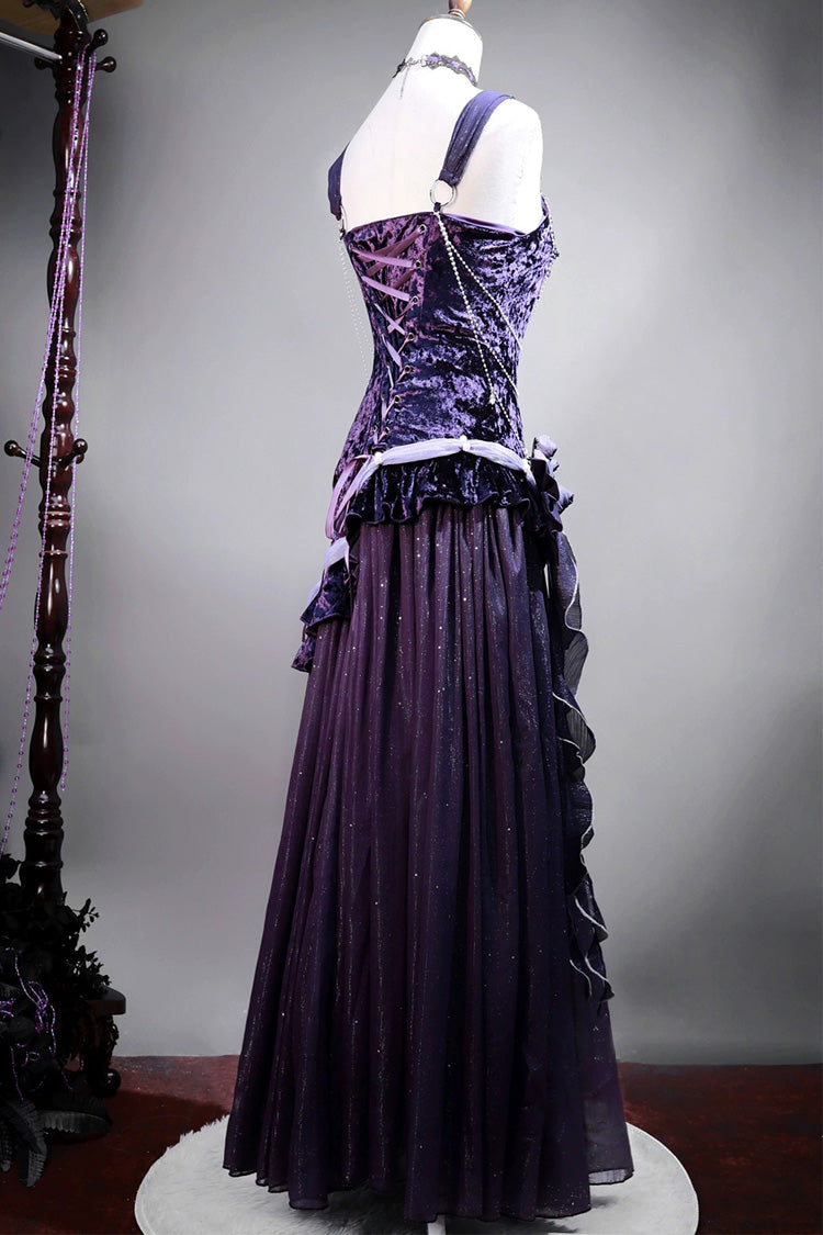 Purple [mysterious Nocturne] Embroidery Bowknot Lace Classic Lolita Jsk Dress
