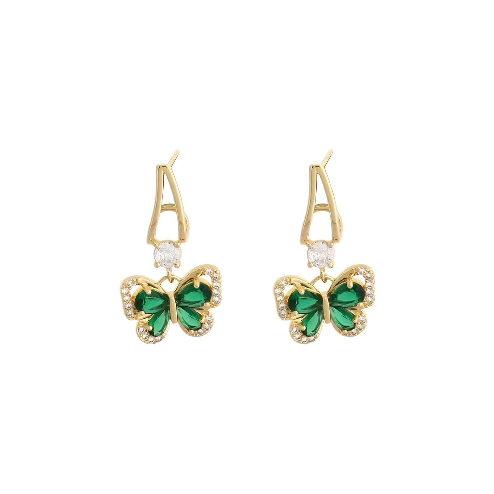 Goddess Whisper Emerald Butterfly Earrings