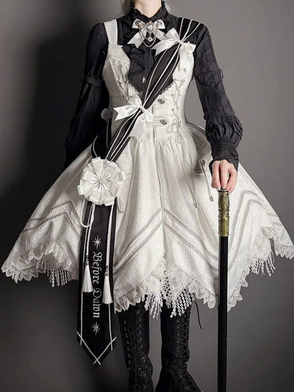 [pre-order Deadline: April 23] Dawnbreaker Gothic Jacquard Military Bustier Suspender Dress